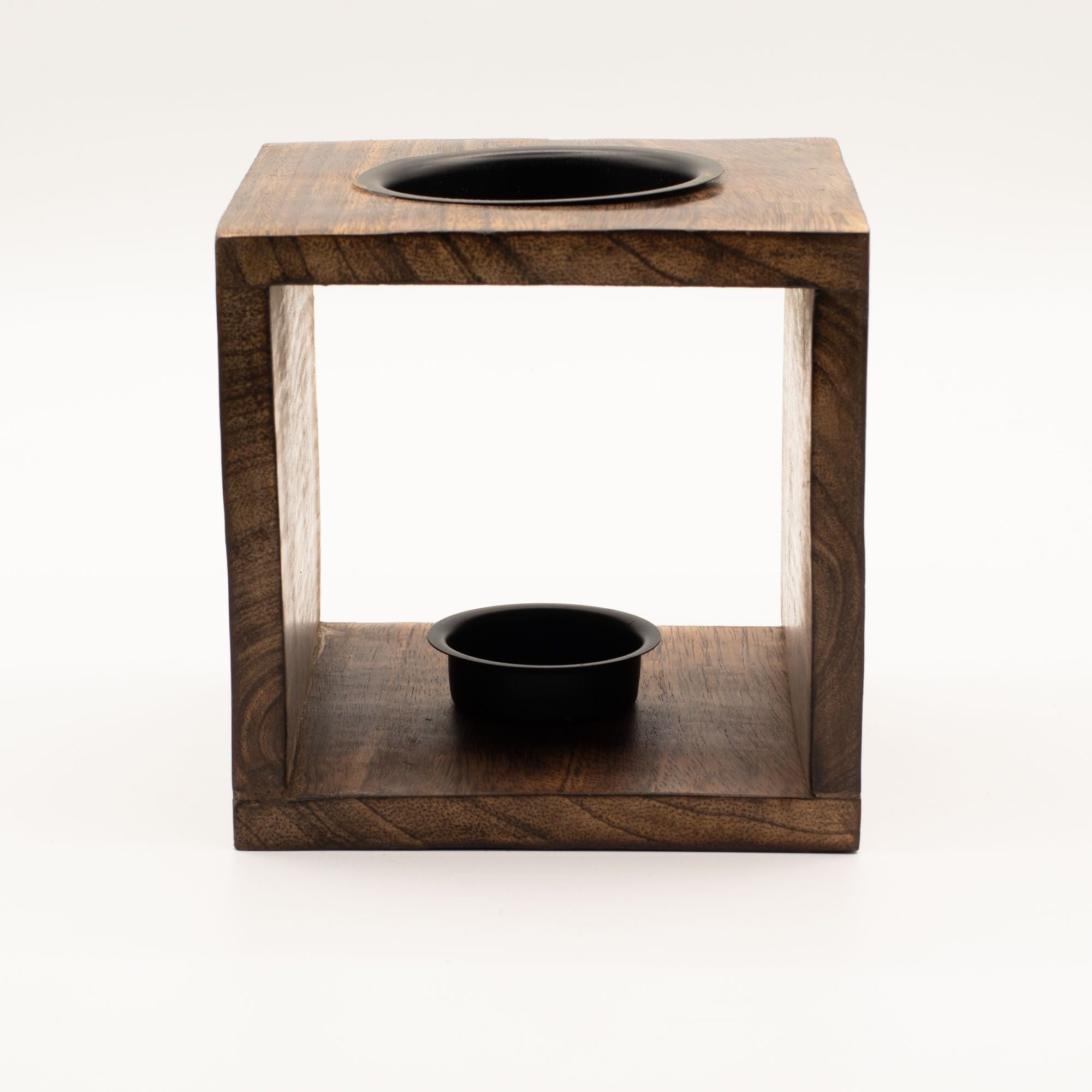Large Square Mango Wood Oil Burner- Buddha Face