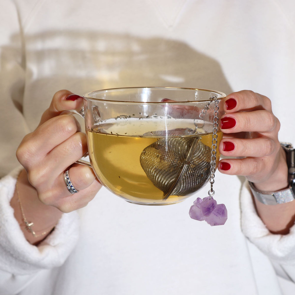 Raw Crystal Gemstone Tea Strainer - Green Aventurine