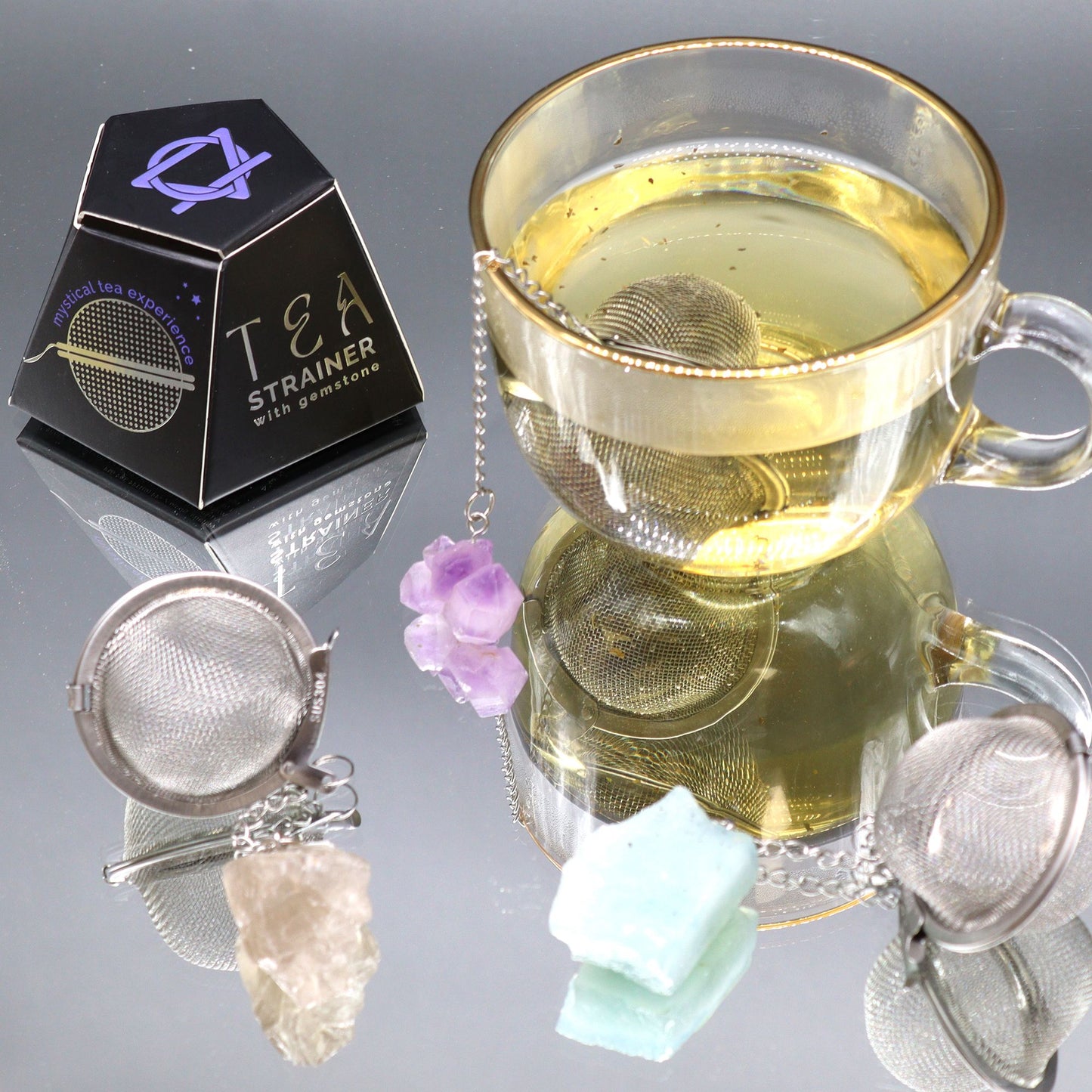 Raw Crystal Gemstone Tea Strainer - Mookaite